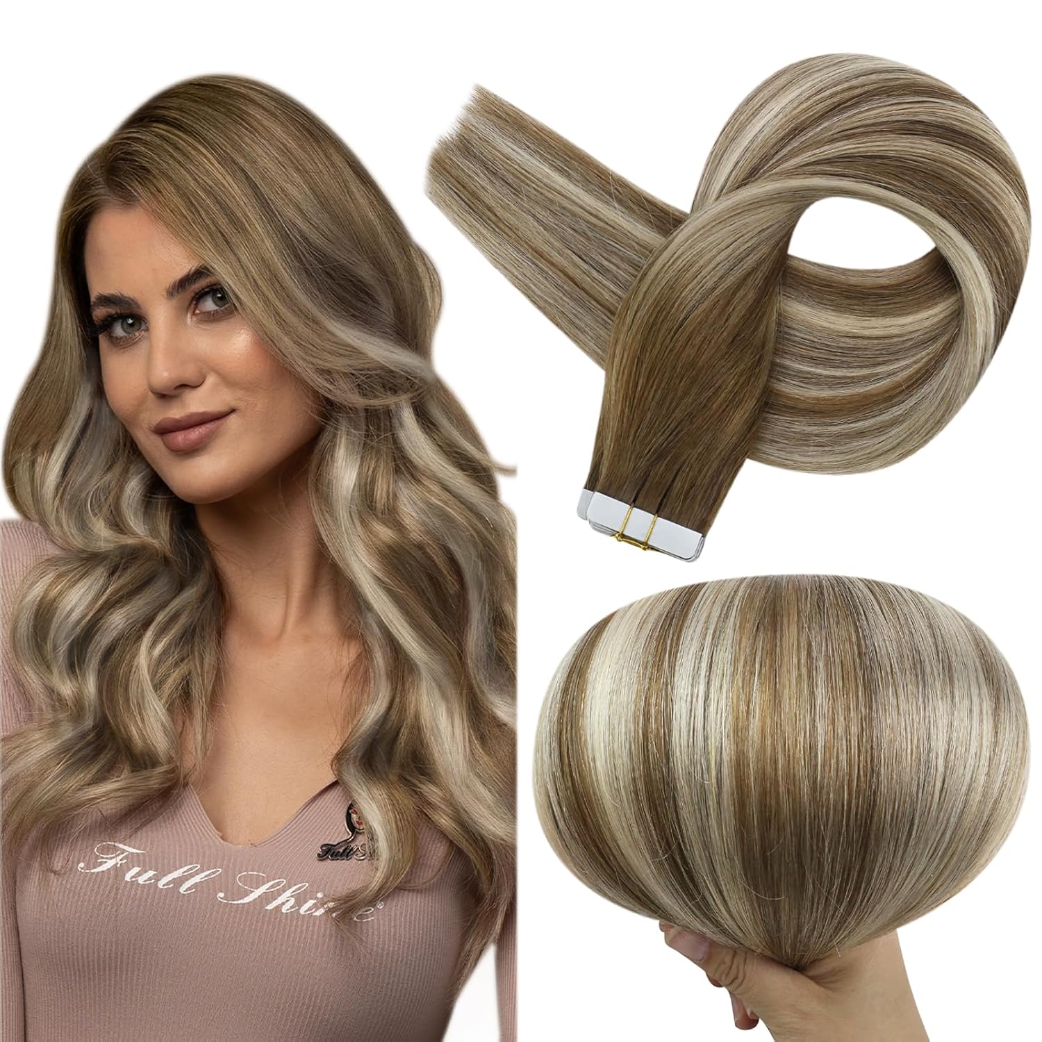 Full Shine Blonde Tape ins (Chestnut Ombre)