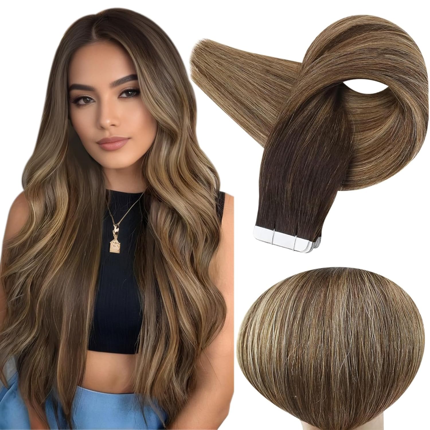 Full Shine Hair Extensions Tape in Color 2