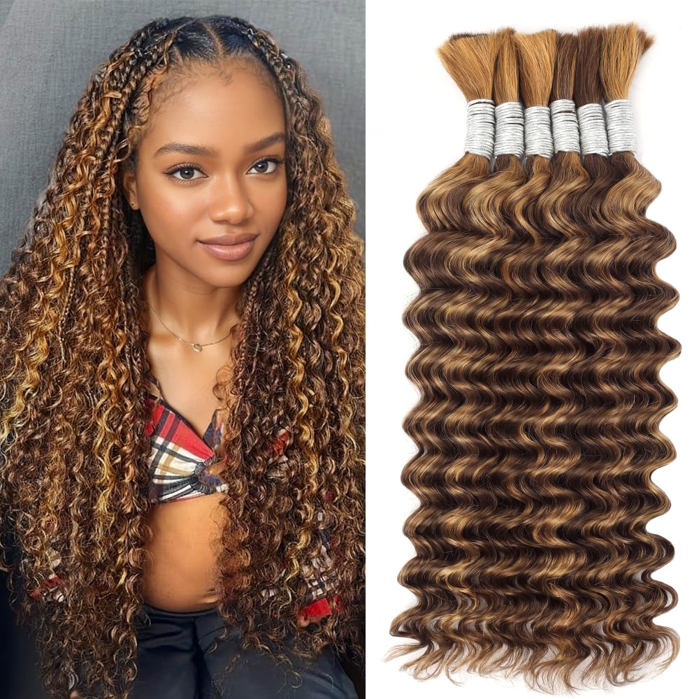 Ombre Braiding Hair Deep Water Wave Bulk Human Hair