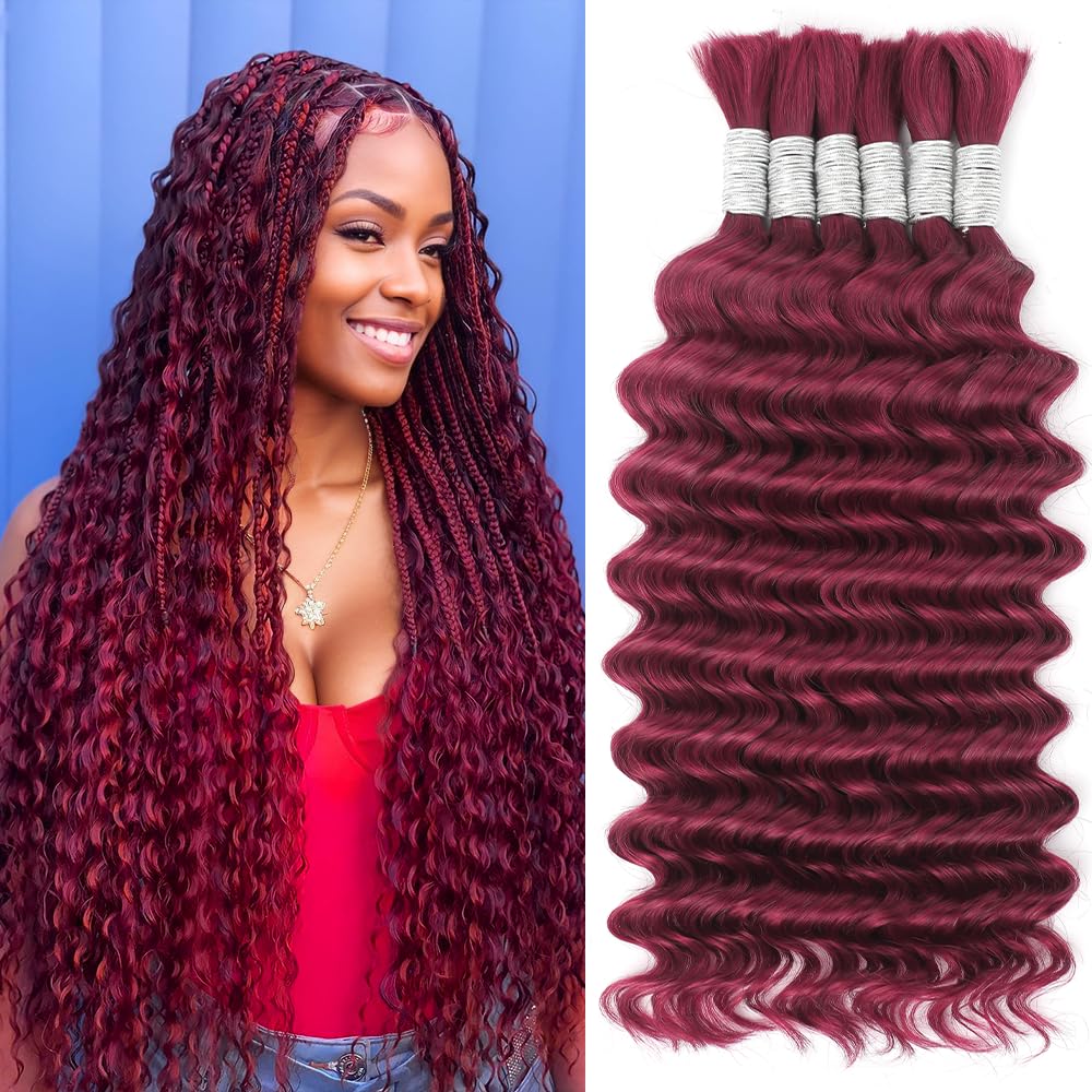 Burgundy Braiding Hair Deep Wave