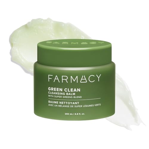 Farmacy Makeup Remover Cleansing Balm - Green Clean Waterproof Makeup Remover + Oil Based Cleanser - Newly Formulated Double Cleanser with Plant Based Waxes + Upcycled Moringa (200ml)