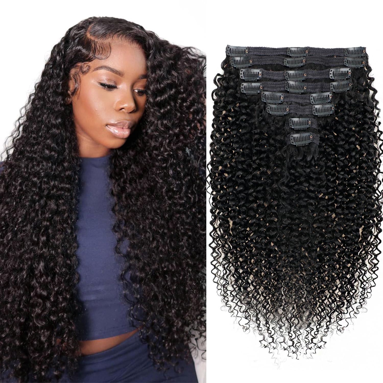 Mihugass Kinky Curly Clip-Ins