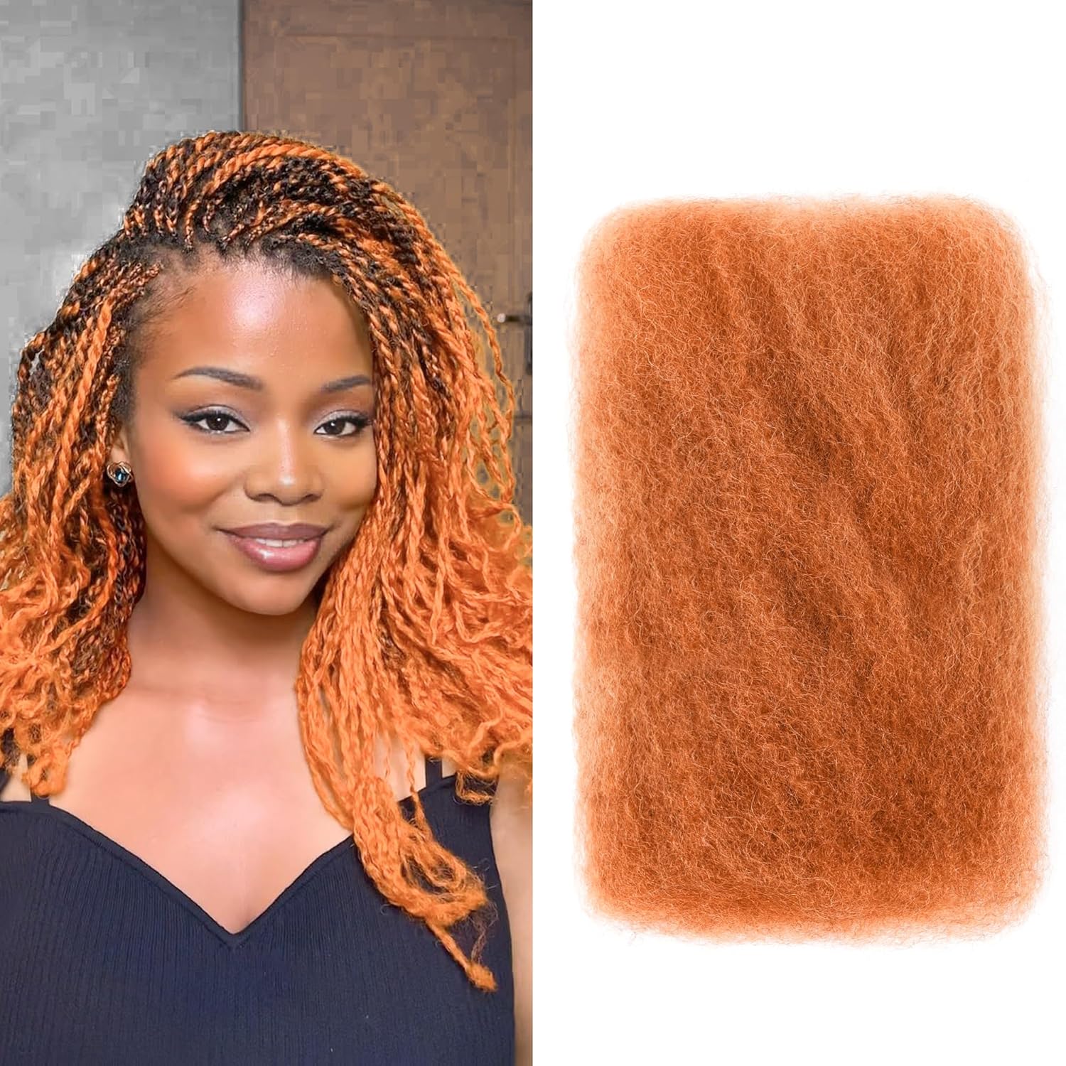 Afro Kinkys Bulk Human Hair -100% Real Human Hair for Mini Twist, Braiding, Loc Extensions & Crochet, Kinky Curly Hair Bundles, Natural Afro Bulk for Dreadlocks(350#, 16 Inch(Pack of 1))