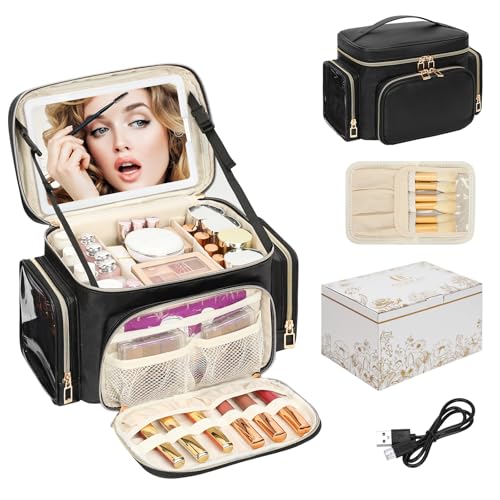 Bagmoly Large Makeup Bag with LED Mirror