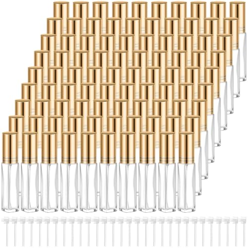 Domensi 90 Pcs 10 ml Empty Glass Perfume Bottles Bulk - Gold Refillable Cologne Spray Atomizer with Pump, for Travel, Skincare, Haircare, Cleaning & DIY Essentials