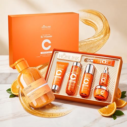 Compatibility Vitamin C Skincare kit SADODER,Skin Hydration | 2x Gift Box ( 6-Piece Face Care Kit ) Includes Toner,Serum, Cleanser,Moisturizer,Eye Cream & Body Lotion,Gift,Women