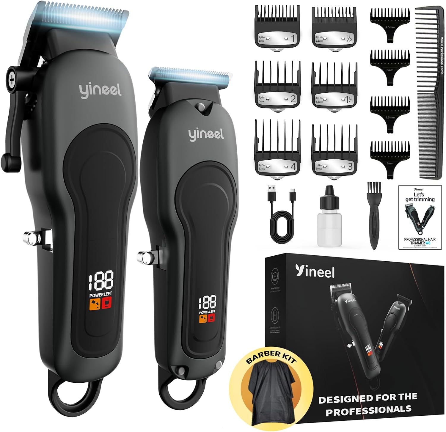 Yineel Hair Clippers for Men, Professional Cordless Clippers & Trimmer Set, Super Quiet, Clippers for Hair Cutting Kit with LED Display, Gift for Men Women Barber Kid