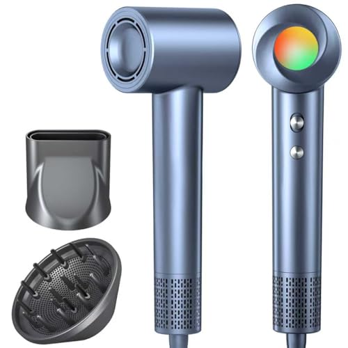 Hair Dryer, 160000 RPM Ionic Hair Dryer Portable Lightweight Blow Dryer with 500 Million Negative Ions, Fast-Drying, Lightweight and Quiet with Diffuser & Nozzle, Perfect for Home and Travel- Blue