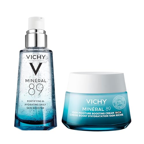 Vichy Mineral 89 Booster, Pure Hyaluronic Acid Serum for Face with Volcanic Mineral Water for Skin Barrier Repair, Plumps & Hydrates, Lightweight Moisturizing Gel, Oil-Free, Non-Sticky