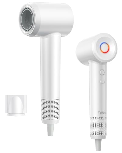 Hair Dryer, 160000 RPM High-Speed Ionic Blow Dryer Portable Professional Lightweight Hair Dryers with 200 Million Negative Ions, Fast-Drying, Quiet Hair Dryer with Nozzle for Home, Salon, Travel-White