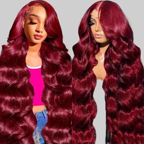 99J Burgundy 13x6 Body Wave 30"