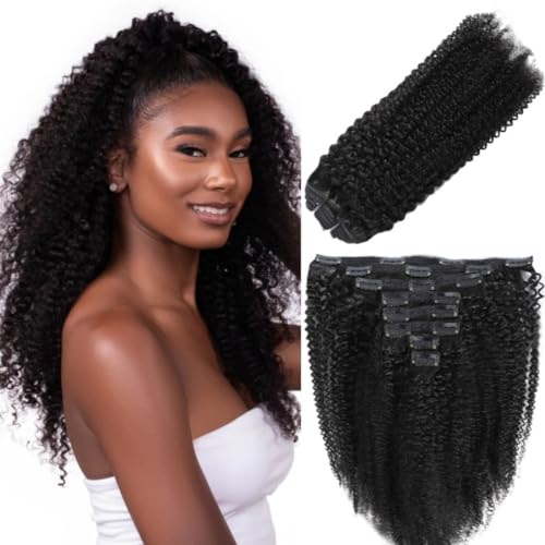 Lumiere Afro Clip In Hair Extensions Real Human Hair 4B 4C Curly Clip Ins Seamless Clip In Hair Extensions Black Women 120g 8 Pcs With 20 Clips Brazilian Remy Hair Natural Color 24 Inch