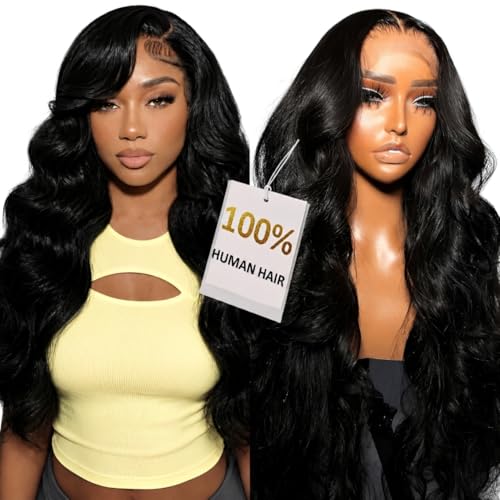 13x6 Lace Front Wigs Human Hair Body Wave Wig, 100% Human Hair [2-year life] 28 Inch Body Wave Lace Front Wigs Natural Black Color HD Lace Frontal Wigs for Black Women 200% Density