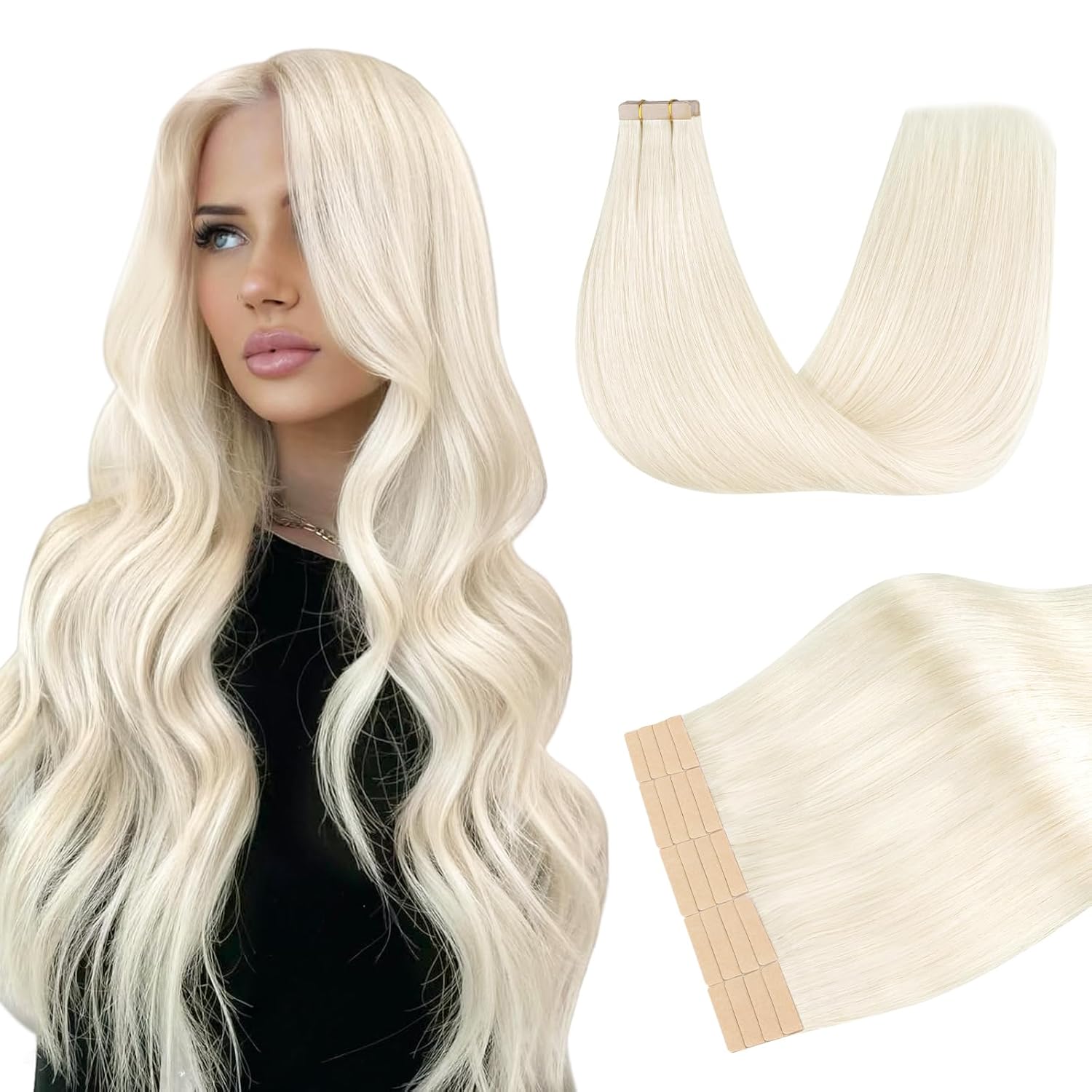 DOORES Tape in Hair Extensions Real Human