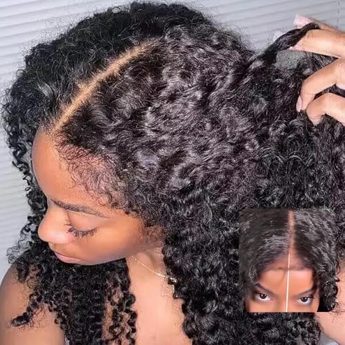 FACMOOD 4C Kinky Curly Glueless Wig