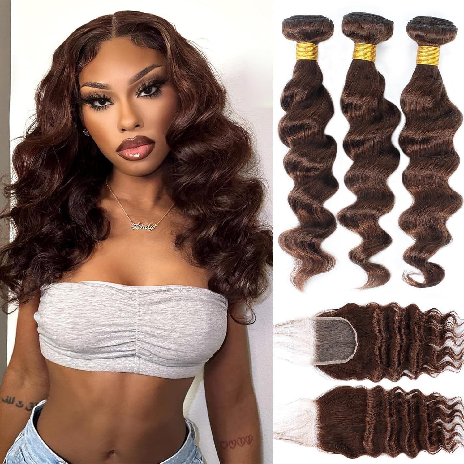 FASHION VILA Brown Bundles with Closure