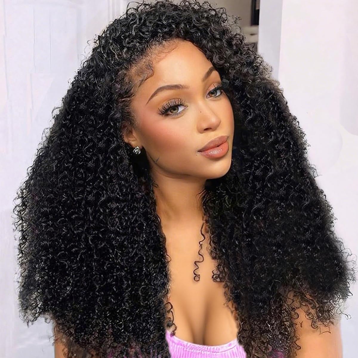 30 Inch Kinkycurly Wig Human Hair 13x6 HD Lace Front 180 Density Glueless Pre-Plucked Brazilian Curly