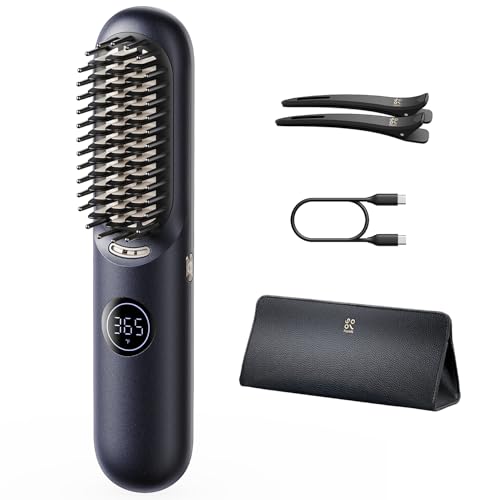 Fanttik Solo I10 APEX Portable Hair Straightener Brush, Cordless Straightening Comb with 113% Larger Heating Area & LED Display, Ceramic Coating & Ionic Technology, Safe Mode for Frizz-Free Shine