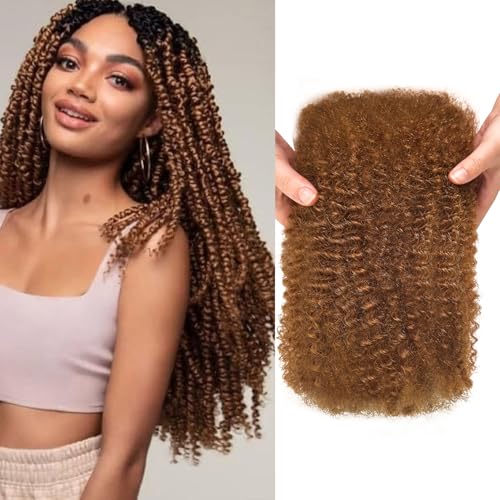 Afro Kinkys Bulk Human Hair 14 Inch For Mini Twist 30 Color 4C Afro Kinky-curly Human Hair Bundles for Repair Locs (14 Inch(Pack of 1))
