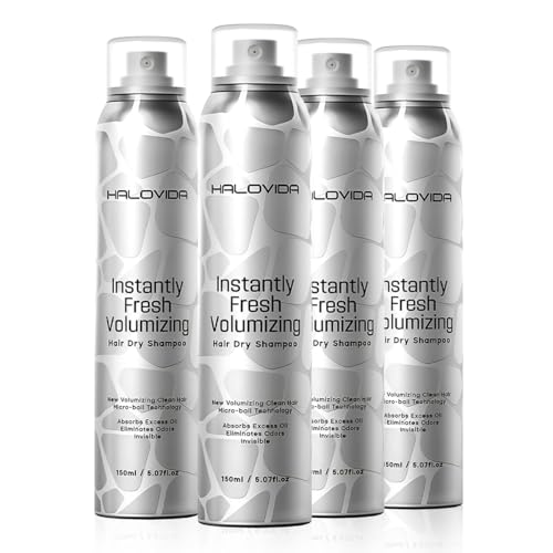 HALOVIDA Dry Shampoo for Women, No White Residue Instantly Fresh Shampoo Spray, Absorb oils, Refreshing Volumizing Hair Dry Shampoo 5.07 FL.OZ (Pack of 4)