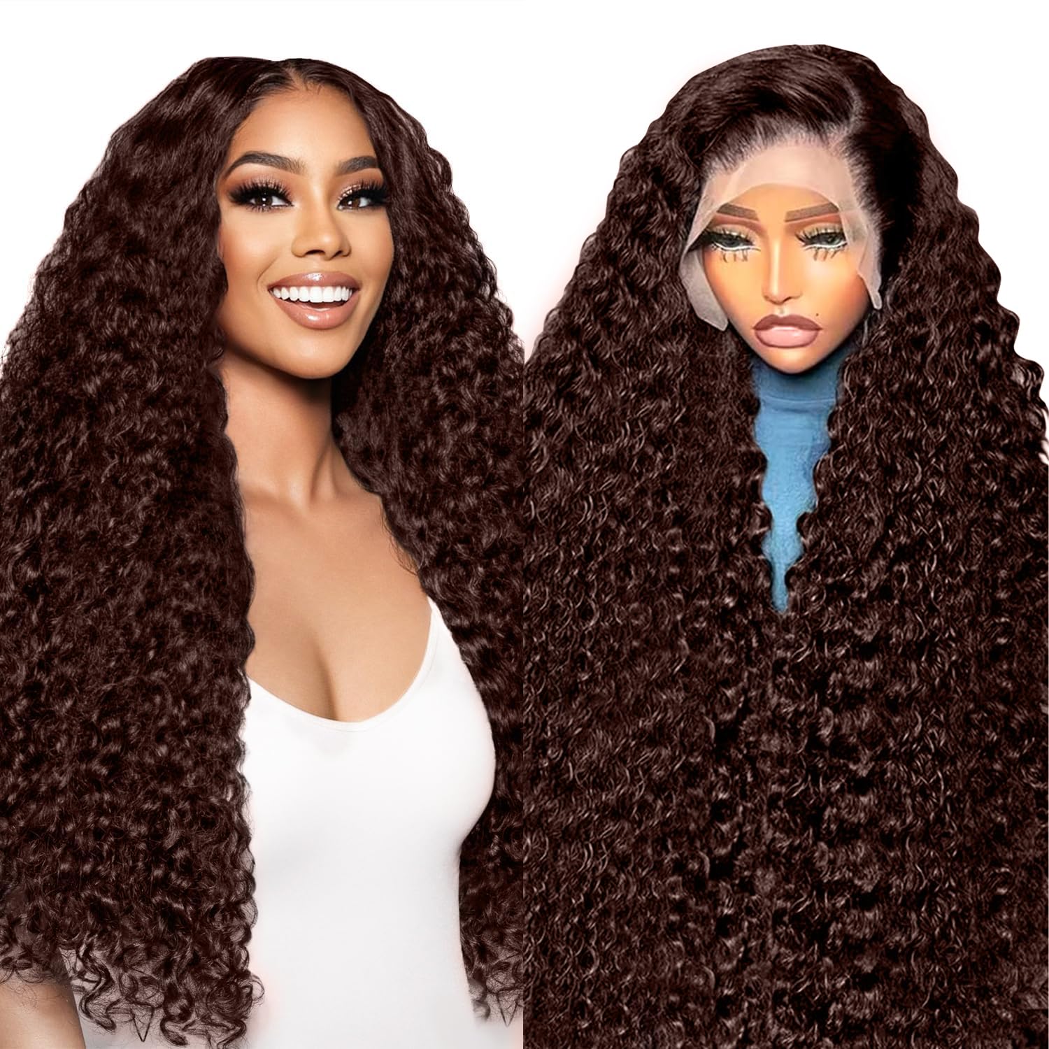 LZGYE 13x6 Brown Curly Human Hair Wig