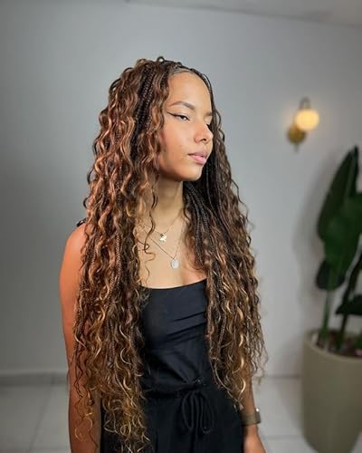 Human Braiding Hair for Boho Braids Human Hair 110g 20 Inch Curly Boho Hair for Braiding Knotless 12A Deep Wave Bohemian 3 Bundles/Pack Chocolate Brown