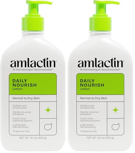 AmLactin Daily Nourish 12% - 14.1 oz Body Lotion with 12% Lactic Acid - Exfoliator and Moisturizer for Dry Skin (Packaging May Vary) (Pack of 2)